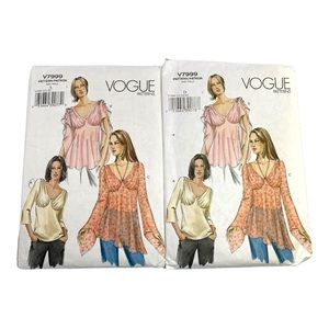 Vogue V7999 Easy Fitting Shirred Shoulders Front Sz 6-16 Top 2004 Sewing Pattern